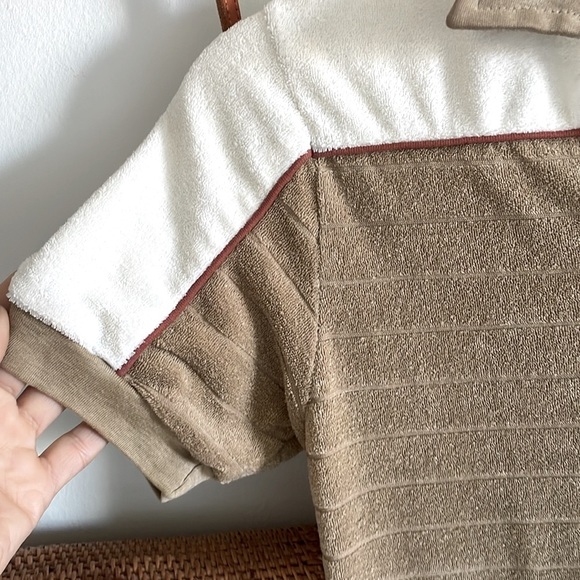 Retro Terry polo in beige and cream XS - Picture 3 of 4